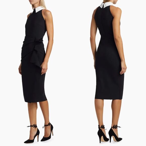 NWT Chiara Boni La Petite Robe Ferflum Collared Skirt Ruffle Cocktail Dress - Picture 1 of 11